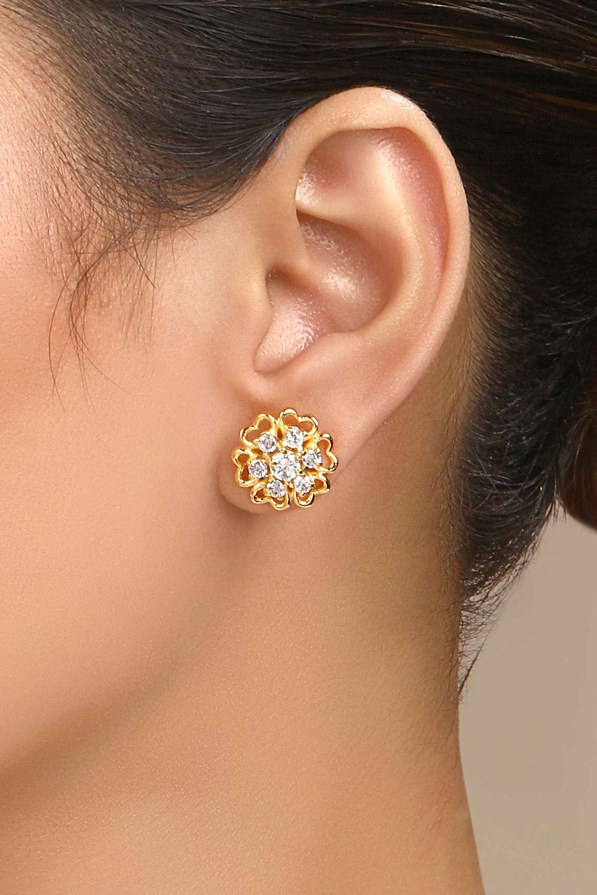 Buy Gold Embellished Floral Studs by Sica for women online at ScrollnShops